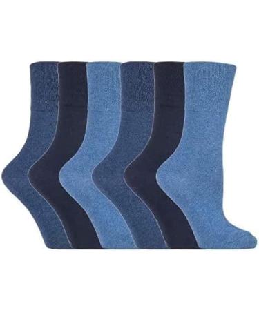 ITRAT Diabetic sock for Woman- Non Elastic Wide Honey Comb Top Soft Cuff Ankle Wide Grip Odema Friendly Non Binding Circulatory For Swollen Feet legs Size 4-7 4-7 Blues Mix (6 Pairs) - Buy Online on GoSupps.com