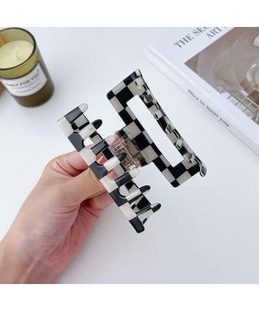 4Pcs Checkered Hair Claw Clips BetterJonny Vintage Classic Black White Lattice Print Barrettes Non Slip Hair Jaw Clips Hair Accessories for Girls and Women Thick Thin Hair - Buy Online on GoSupps.com