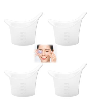 4Pcs Reusable Silicone Eye Wash Cup Portable Transparent Sterile Eye Bath Cup Eye Bath Storage Container for Daily Use Travel and Tired Eyes Relief