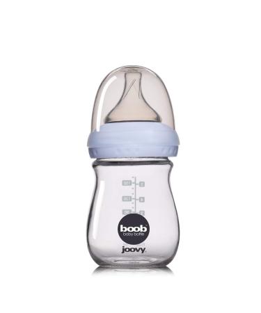 Joovy Boob Glass Bottle & Sleeve Blue 5 oz. - Durable Glass Feeding Bottle with Protective Sleeve - Buy Online on GoSupps.com