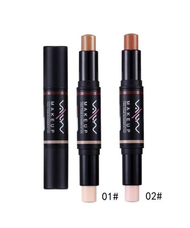 Double-Headed Contour & Highlight Stick Concealer Set - Light Coffee & Pearl White - Buy Online on GoSupps.com