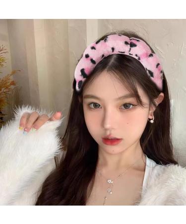 Pink Leopard Print Skincare Headband and Wristbands Fluffy Headband for Skincare 3 Piece Spa Headband and Wrist Washband Face Wash Set Puffy Makeup Headbands for Women Girls Sponge Skincare Leopard Print Pink - Buy Online on GoSupps.com