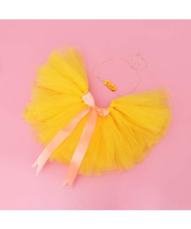Amosfun Christmas Baby Girl Tutu Skirt and Headband Set - Newborn Photography Outfit for Xmas Party (0-12 Months) - Yellow - Buy Online on GoSupps.com