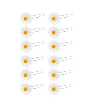 FRCOLOR Daisy Hair Clips  12Pcs Bridal Dasiy Flowers Bobby Pins Sweet Floral Hairpins for Wedding Beach Party