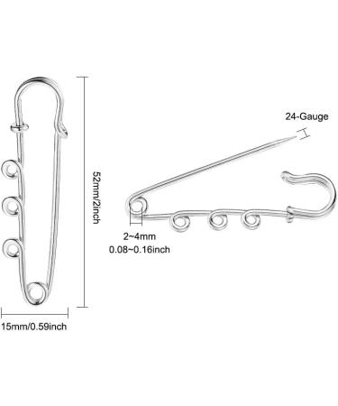 LiQunSweet 10 Pcs Iron 3-Hole Metal Brooch Safety Pins - Platinum 52mm (2 Inch) for Garment and Jewelry Making - Buy Online on GoSupps.com