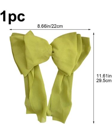 Large Satin Layered Hair Bows Hair Barrettes Long Ribbon Bows Silky Bowknot with Long Tail French Style Hair Accessories for Women Girls Green - Buy Online on GoSupps.com