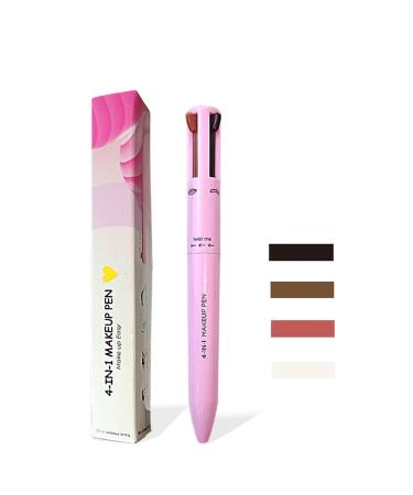4-In-1-Make-Up-Stift Four-Color High-Gloss Lip Liner Eyeliner and Eyebrow Pencil Multi-Functional Makeup Pen. (Pink 1pcs) pink 1 count (Pack of 1)