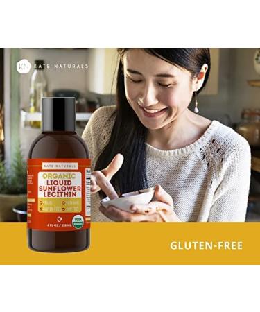 Kate Naturals Organic Sunflower Lecithin Liquid - 4oz | Vegan, Gluten-Free, for Baking, Cooking, and Lactation Support - Buy Online on GoSupps.com