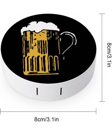 Beer Time Round Case For Contact Lens Kit Storage Box with Mirror Printed - Buy Online on GoSupps.com