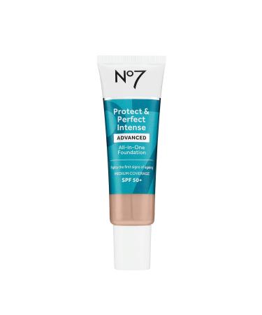 No7 Protect & Perfect Advanced All in One Foundation - Cool Vanilla - Age Defying Foundation Makeup with SPF 50 for Women - Makeup Base Cream Helps to Reduces Redness & Blurs Visible Pores (30ml)