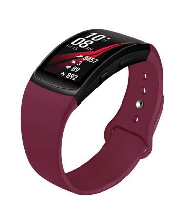 Compatible with Gear Fit 2 Band/Gear Fit 2 Pro Bands, NAHAI Soft Silicone Replacement Bands Wristband for Samsung Gear Fit 2 and Fit 2 Pro Smartwatch, Large, Wine Red Wine Red L: 6.8''-8.7''
