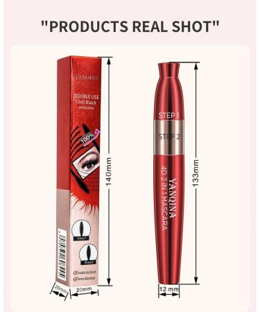 DENGWANG 4D Lengthening Curling Mascara 2 In 1 Black Mascara Double Headed 4D 2 In 1 Mascara Waterproof Thickening Mascara Black Thickening Lengthening Mascara Quick-Drying and Not Sticky (2PCS) - Buy Online on GoSupps.com