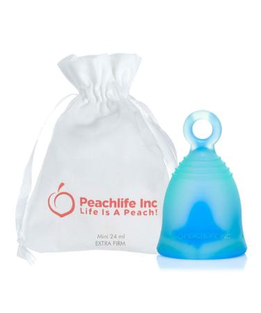 Mini Ring Menstrual Cup Small Extra Firm | Reusable Silicone Tampon & Pad Alternative with Loop Pull Stem for Easy Removal | Leak-Proof Period Protection with Peachcup