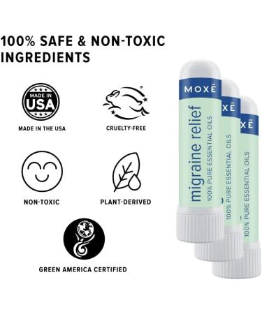 MOX Migraine Relief Nasal Inhalers - Essential Oils for Headaches & Tension Relief - Portable Aromatherapy - Peppermint, Spearmint, Eucalyptus, Tea Tree - 3 Pack, USA Made - Buy Online on GoSupps.com