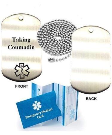 Taking Coumadin Stainless Steel Medical Alert ID Dog Tag Pendant - Safe & Stylish for International Shipping - Buy Online on GoSupps.com