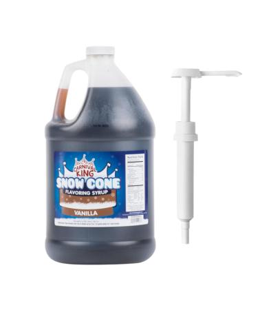 ZippySweets - Vanilla Flavour Snow Cone Syrup with Complimentary Pump 1 Gallon Perfect for Shaved Ice Treats Makes up to 128 Snow Cones Delicious Shaved Ice Syrup for Parties and Fun