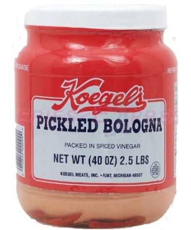 Koegels pickled bologna packed in spiced vinegar, 40-oz plastic jar, refrigerate after opening 2.5 Pound (Pack of 1)
