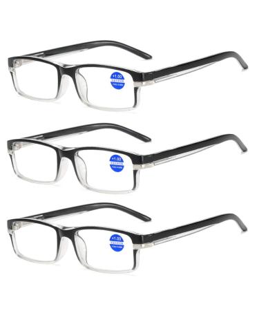 3 Pack Blue Light Blocking Glasses Computer Reading Glasses Spring Hinge Readers for Women Men 2 x 3 Pack Mix Color