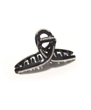 Meilliwish Long Noble Large Sparkling Women Ponytail Holder Hair Claw Clip 1 Piece(D113)(Black)