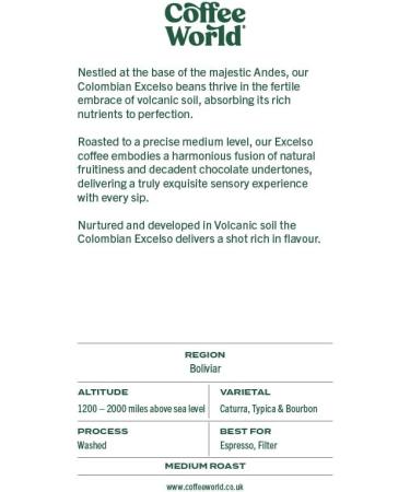 Coffee World | Colombia Rainforest Alliance Single Origin Arabica UK Roasted Whole Coffee Beans - Perfect Brewing for Caf s Businesses Shops & Home Users (Coffee Beans 250g) - Buy Online on GoSupps.com