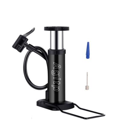 Agltp Bike Pump, Mini Bike Floor Pump Compact Mini Portable Bicycle Foot Pump Compatible with Presta and Schrader Valve Portable Bicycle Pump,Aluminum Alloy Floor Bicycle Pump,Free Puncture Repair Kit .black