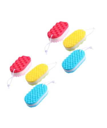 LALAFINA 6pcs Three Layer Bath Sponge Body Wash Scrubber Scalp Scrubber Cleaning Sponge Body Shower Sponges Foam Sea Sponge Handheld Bath Scrubber Bath Shower Sponge Bath Exfoliating Sponge