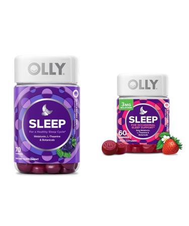 OLLY Sleep Gummies with Melatonin L-Theanine and Botanicals BlackBerry and Strawberry Flavors 130 Count