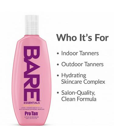 Pro Tan BARE Essentials Dark Bronzer Tanning Lotion 8.5 fl oz Vegan DHA Collagen Boosting Squalane Aloe Coconut Oil Jojoba & Vitamins B C E Indoor Outdoor Tan Enhancer Paraben Free - Buy Online on GoSupps.com