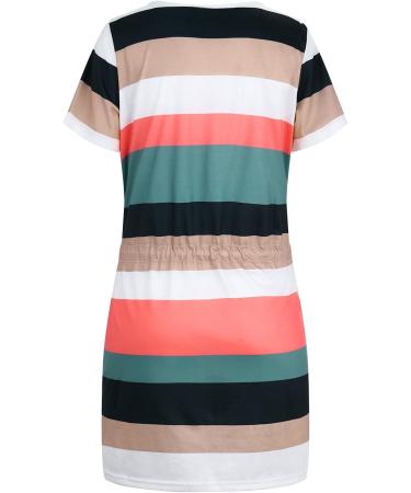 Ronony Women's Bohemia Summer Maxi Dress - Striped High Waist V-Neck Casual Ruffle Dress in Army Green - Perfect for Beach & Cocktail Events - Buy Online on GoSupps.com