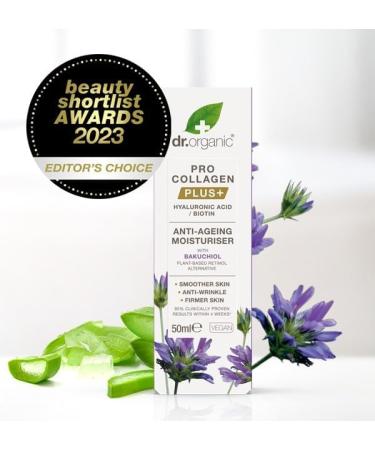 Dr Organic Pro Collagen Plus Bakuchiol Hyaluronic Acid Biotin Healthy-Aging Wrinkles Dry & Sensitive Skin Natural Vegan Cruelty-Free Paraben & SLS-Free Recycled & Recyclable Organic 50ml - Buy Online on GoSupps.com