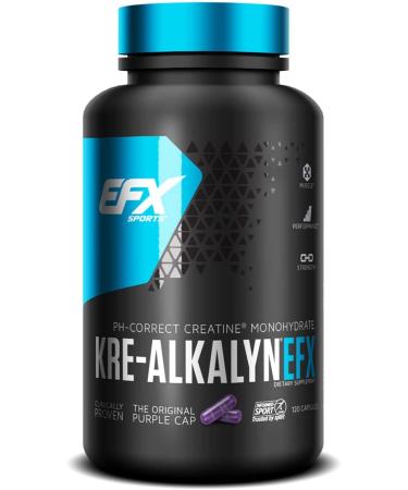 EFX Sports Kre-Alkalyn | PH-Correct Creatine Monohydrate | Multi-Patented Formula, Gain Strength, Build Muscle & Enhance Performance - 120 Capsules / 60 Servings