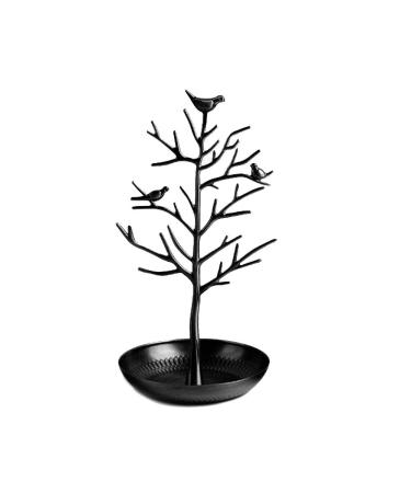 Jewelry Storage Organizer Rack Alloy Bird Money Tree Jewelry Rack Ring Earrings Jewelry Display Rack Jewelry Storage Rack Rack for Holding Jewelry (Color : Black Size : One Size)