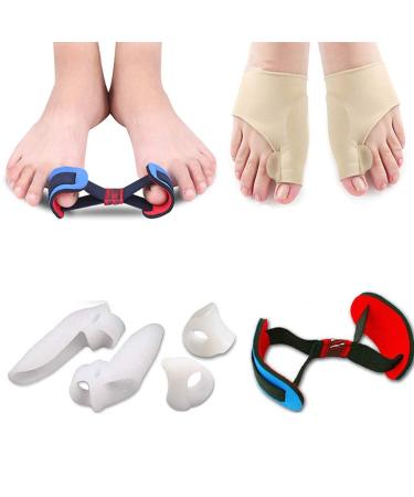 WeTest Upgraded Corrector & Bunion Relief Protector Sleeves Kit for Treat Pain In Hallux Valgus Big Toe Joint Hammer Toe Separators Spacers Straighteners Splint Aid Surgery Treatment (Corrector Relief Sleeves Kit)