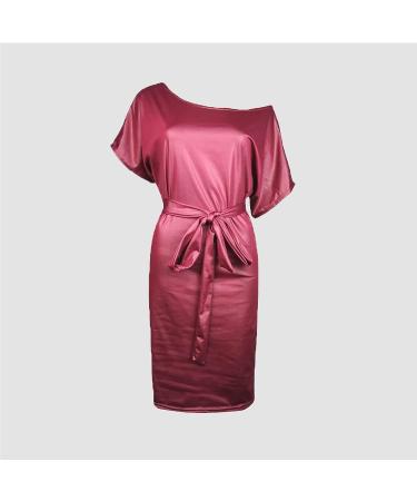Faux Leather One Shoulder Party Dress Wine X-Large | Short Sleeve Mini Clubwear Evening Dress for Women - Buy Online on GoSupps.com