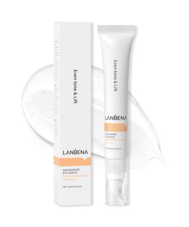 Caffeine Eye Serum for Dark Circles and Puffiness  LANBENA Niacinamide Eye Serum  Vitamin B3 Under Eye Cream - Moisturizing  Wrinkle Reducing  Anti-Aging (20 ml)