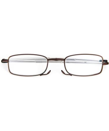 MMOWW Foldable Reading Glasses for Men & Women - Telescopic Anti Blue Light Glasses with Zipper Key Trailer (Brown +2.5) - Buy Online on GoSupps.com