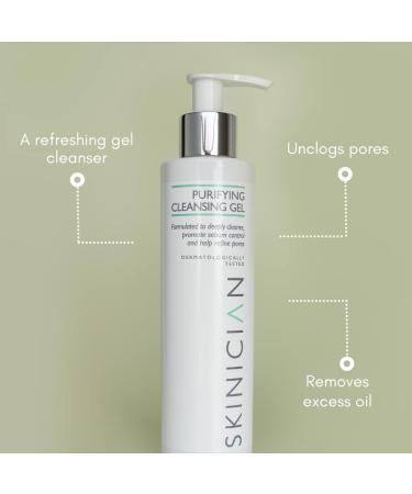 SKINICIAN Purifying Cleansing Gel - Gentle Face Wash with Witch Hazel & Green Tea - Rebalancing Facial Cleanser for Oily Combination Skin - Removes Excess Oil - Vegan & Cruelty Free (200ml) - Buy Online on GoSupps.com