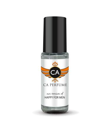 CA Perfume Impression of Happy For Men For Men Replica Fragrance Body Oil Dupes Alcohol-Free Essential Aromatherapy Sample Travel Size Concentrated Long Lasting Attar Roll-On 0.14 Fl Oz/4ml-X1