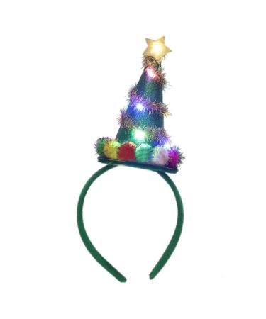 TQUXNGA LED Christmas Tree Shape Headbands Headwear LED Hair Hoop for Christmas Headpiece Fancy Dress Party Supplies Green