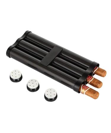 Cigar Box Barware Cigar Tube Moisturizing Tube 3-Position Cigar Tube Portable Cigar Case Carbon Fiber Cigar Box Humidification Tube Outgoing Cigar Tube Portable Business Cigar Box Hand-Polished Fine 2.5*8.6*19.2cm Black