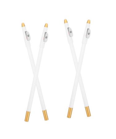 TOVINANNA 4Pcs White Barber Pencil Set with Builtin Sharpener for Men Women for Hairline Beard Shaping Eye Makeup with Precision Vibrant Colors