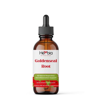 HERBIA Organic Goldenseal Root Extract Immune Support & Antioxidant Liquid Herbal Supplement Alcohol-Based 10:1 Concentrate Fast Absorption Made from Organically Grown Goldenseal 2 fl oz