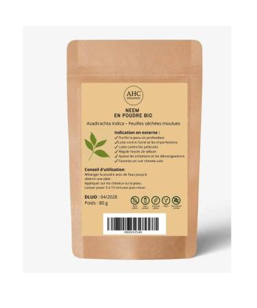 Poudre de Neem BIO - Feuilles de Margousier - Cheveux - Soins de la peau