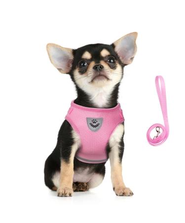 Femax dog harness and linen set for dogs soft mesh padded dishes for puppies and cats reflective adjustable breathable breathable breastware for walking running training m (chest 35-40 cm) pink)