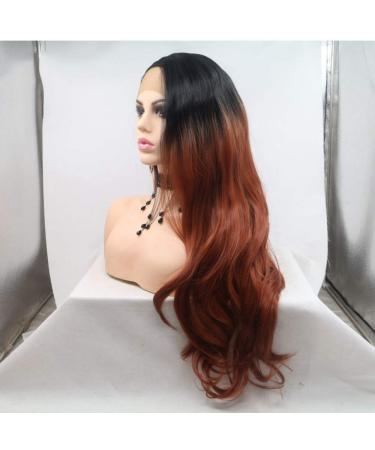 SHIYID Natural Black to Brown Red Wave Lace Front Wigs | Long Heat Resistant Synthetic Hair Wigs for Stunning Styles - Buy Online on GoSupps.com