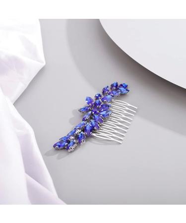 BERYUAN Blue Color Crystal Flowers Hair Comb Teardrop Rhinestone Hair Comb for Wedding Women and Girls Hair Comb Slide Bride Hair Accessories for Brides Bridemaids - Buy Online on GoSupps.com