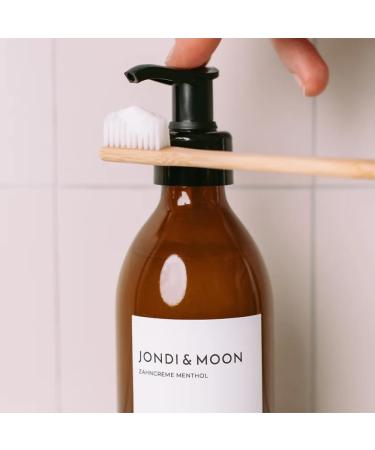 Jondi&Moon Natural Cosmetic Toothpaste - 250ml Glass Bottle - Refillable Toothpaste Dispenser with Natural Ingredients for White Teeth - Vegan Flouride Menthol - Buy Online on GoSupps.com