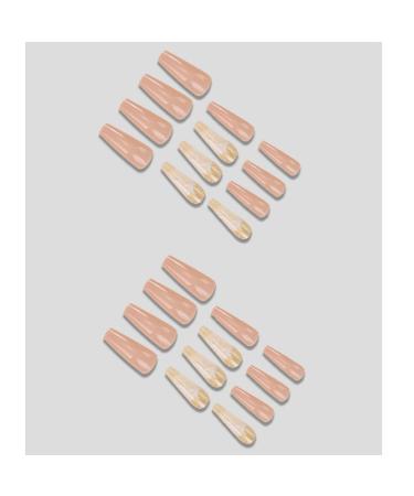 Sinlov 24-Piece Nude Coffin Art Nails | Long Ballerina Press-On Artificial Fingernails - Perfect for Stylish Looks - Buy Online on GoSupps.com