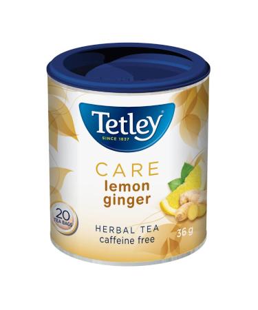 Tetley Care Lemon Ginger Herbal Tea - 20 Tea Bags 36 Grams Naturally Caffeine Free Ginger Lemon