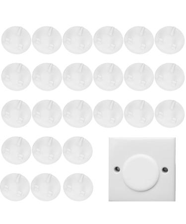 Plug Socket Covers 24pcs 3 Plug Socket Cover UK for Baby Proofing Electric Socket Cover Tight Fit Wall Socket Protector Set for Nursery Home Child Safety (White)